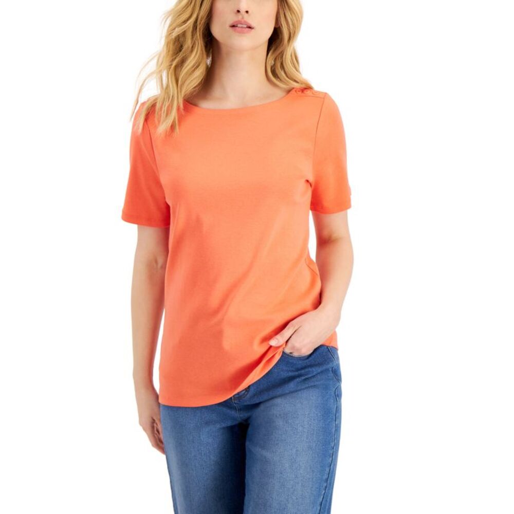 Charter Club Cotton Boat-Neck Top